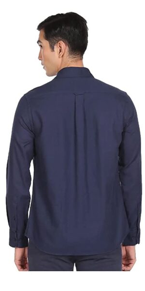 RainDeer stuff Men Navy Regular Fit Solid Casual Shirt