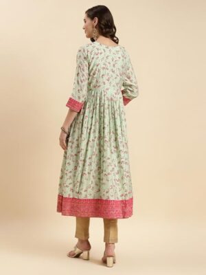 Raindeer stuff Silk Anarkali Kurti for Women | Kurta for Women (Sea Green)