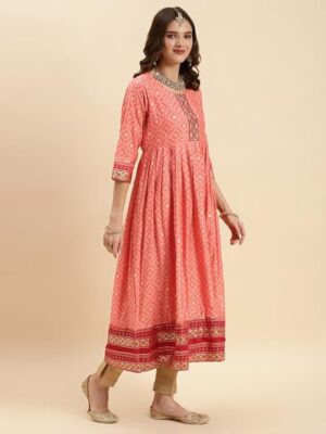 Raindeer stuff Silk Anarkali Kurti for Women | Kurta for Women (Pink)