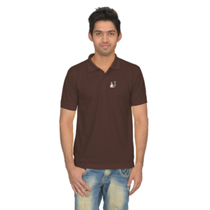 RainDeer stuff Branded Collar Neck (Polo Neck) Men Casual halc Sleeve Matty T Shirts (Brown)