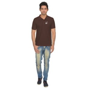 RainDeer stuff Branded Collar Neck (Polo Neck) Men Casual halc Sleeve Matty T Shirts (Brown)